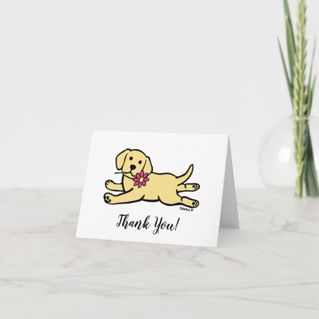 Tarjeta De Agradecimiento Innocent Yellow Labrador Puppy Gracias (Anverso)