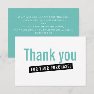 Tarjeta De Agradecimiento INSERCIÓN DE ORDEN COMERCIAL gracias modernas ment