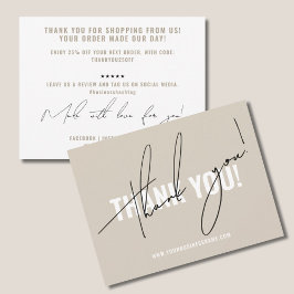 Tarjeta De Agradecimiento Inserción moderna de envase beige