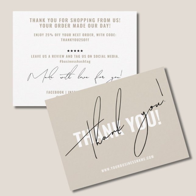 Tarjeta De Agradecimiento Inserción moderna de envase beige (Subido por el creador)