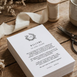 Tarjeta De Agradecimiento Inserto de bienvenida de boda con monograma y prog