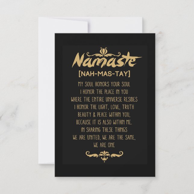 Tarjeta De Agradecimiento Inspirando el budismo en la definición de "Namaste (Anverso)