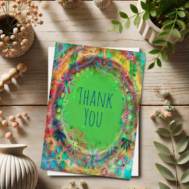 Tarjeta De Agradecimiento Inspirivity Gracias Floral Verde BoHo Precioso