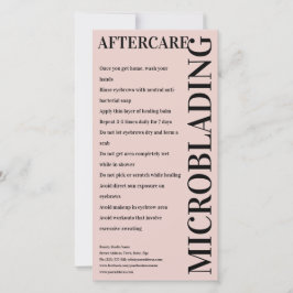 Tarjeta De Agradecimiento Instrucción Peony Pink de Microblading Aftercare
