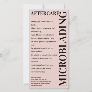 Tarjeta De Agradecimiento Instrucción Peony Pink de Microblading Aftercare
