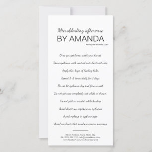 Tarjeta De Agradecimiento Instrucción sencilla en blanco para microblading A