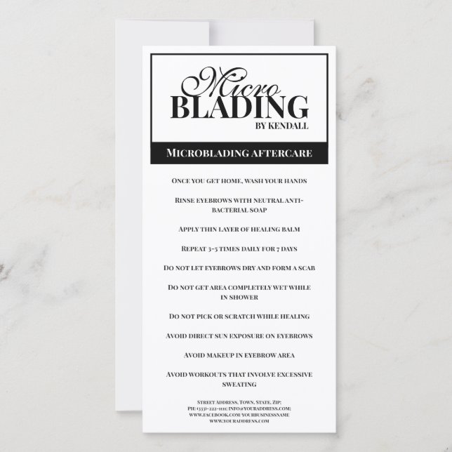 Tarjeta De Agradecimiento Instrucción simple de blanco negro para la ceja po (Anverso)