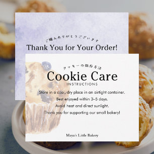 Tarjeta De Agradecimiento Instrucciones de cuidado de galleta de muffin de a