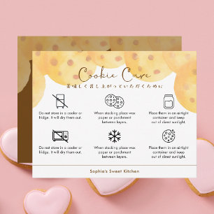 Tarjeta De Agradecimiento Instrucciones de cuidado de galletas Acuarela ador