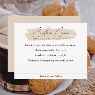 Tarjeta De Agradecimiento Instrucciones de cuidado de galletas beige en letr