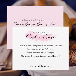 Tarjeta De Agradecimiento Instrucciones de cuidado de galletas con letra ele