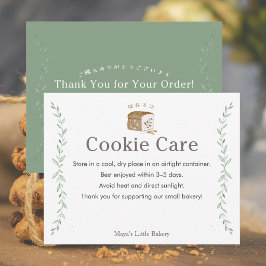 Tarjeta De Agradecimiento Instrucciones de cuidado de galletas con logotipo