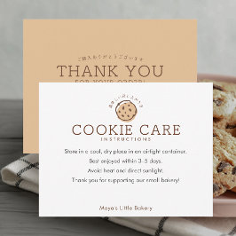 Tarjeta De Agradecimiento Instrucciones de cuidado de galletas de chocolate