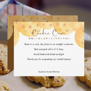 Tarjeta De Agradecimiento Instrucciones de cuidado de galletas de chocolate 
