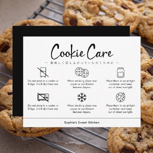 Tarjeta De Agradecimiento Instrucciones de cuidado de galletas Minimalist Ba