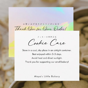 Tarjeta De Agradecimiento Instrucciones de cuidado de galletas Opal Rainbow 