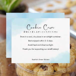 Tarjeta De Agradecimiento Instrucciones de cuidado de galletas Simple Azul A