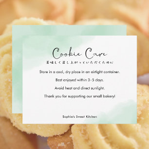 Tarjeta De Agradecimiento Instrucciones de cuidado de galletas Simple Verde