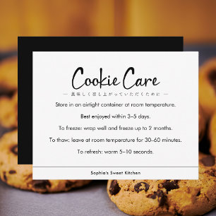 Tarjeta De Agradecimiento Instrucciones de cuidado de galletas tipografía mi