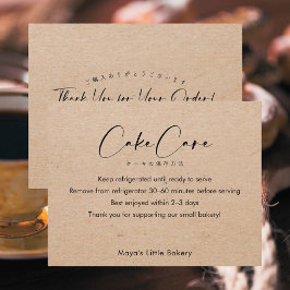 Tarjeta De Agradecimiento Instrucciones de cuidado de pastel con letra elega