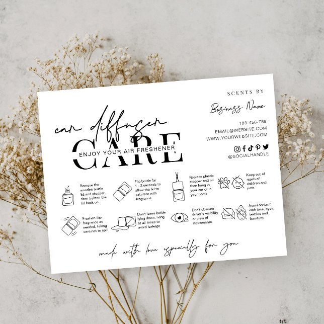 Tarjeta De Agradecimiento Instrucciones de cuidado del difusor de coches con (Subido por el creador)