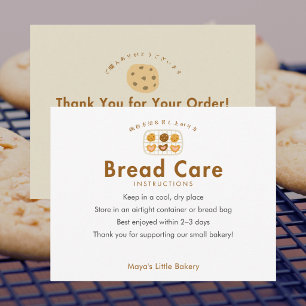 Tarjeta De Agradecimiento Instrucciones de cuidado para galletas lindas en p
