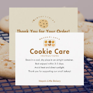 Tarjeta De Agradecimiento Instrucciones de cuidado para galletas lindas en r