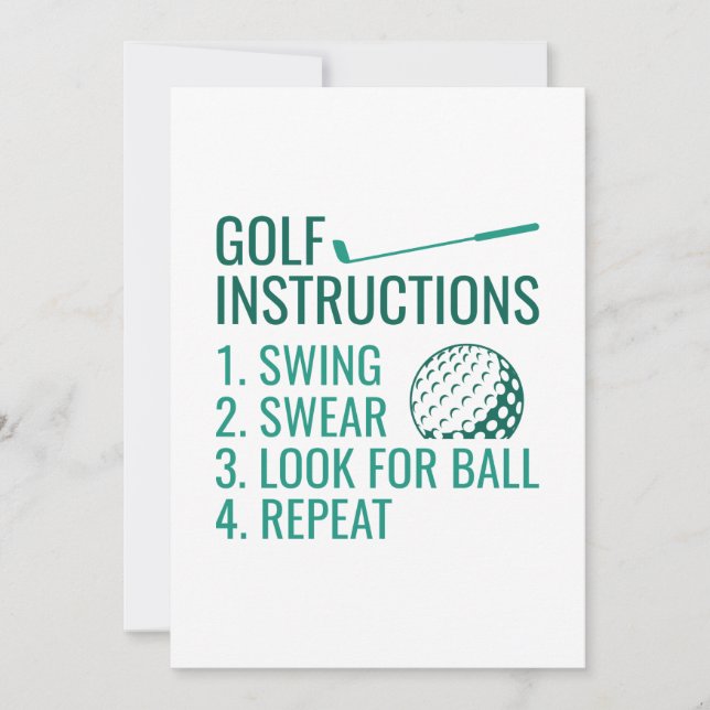Tarjeta De Agradecimiento Instrucciones de golf (Anverso)