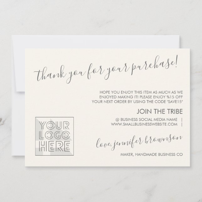 Tarjeta De Agradecimiento Instrucciones de marfil para el cuidado clásico si (Anverso)