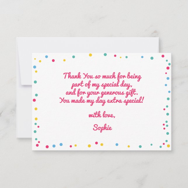 Tarjeta De Agradecimiento Instrumentos musicales niños cumpleaños gracias (Anverso)