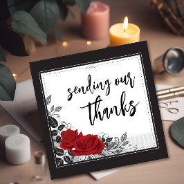 Tarjeta De Agradecimiento Intertwined Romantic Red Roses Flat