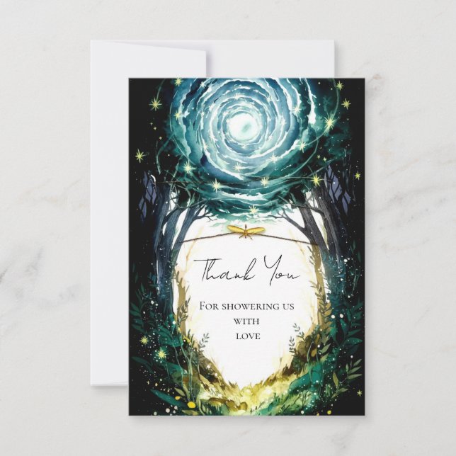 Tarjeta De Agradecimiento Into the Woods Woodland Baby Shower (Anverso)