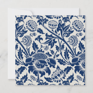 Tarjeta De Agradecimiento Intrincado patrón floral azul en fondo claro
