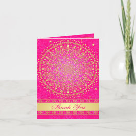 Tarjeta De Agradecimiento Intrincado rosa, Oro Desplazarse, Estrellas Gracia