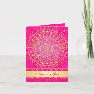 Tarjeta De Agradecimiento Intrincado rosa, Oro Desplazarse, Estrellas Gracia