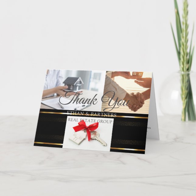 Tarjeta De Agradecimiento Introducción al marketing inmobiliario en negro y  (Anverso)