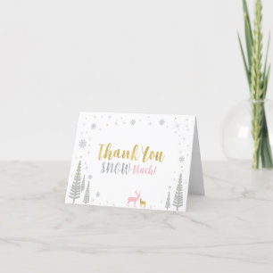 Tarjeta De Agradecimiento Invernadero de invierno rosa, dorado y plateado, g