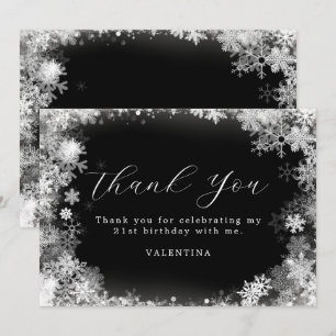 Tarjeta De Agradecimiento Invierno de cumpleaños 21 Wonderland Snowflake