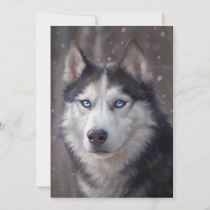 Tarjeta De Agradecimiento Invierno de Husky Siberiano