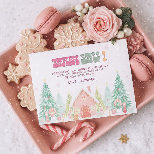 Tarjeta De Agradecimiento Invierno de Pan de Crema Rosado Terrania 1er cumpl
