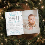 Tarjeta De Agradecimiento Invierno de Snowflake Foto de primer cumpleaños<br><div class="desc">Diga gracias con estilo con estas tarjetas de agradecimiento de cumpleaños de moda. La redacción de la plantilla y la foto son fáciles de personalizar y su familia y amigos estarán encantados cuando reciban estas fabulosas gracias.</div>