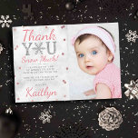 Tarjeta De Agradecimiento Invierno de Snowflake Foto de primer cumpleaños<br><div class="desc">Diga gracias con estilo con estas tarjetas de agradecimiento de cumpleaños de moda. La redacción de la plantilla y la foto son fáciles de personalizar y su familia y amigos estarán encantados cuando reciban estas fabulosas gracias.</div>