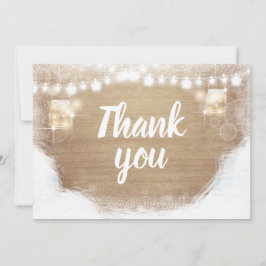 Tarjeta De Agradecimiento Invierno gracias Rustic Wood Snow Shower Cumpleaño
