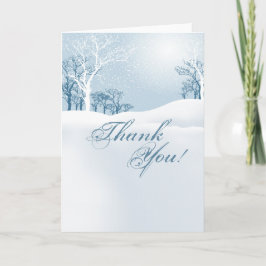 Tarjeta De Agradecimiento Invierno nevado gracias - azul hielo