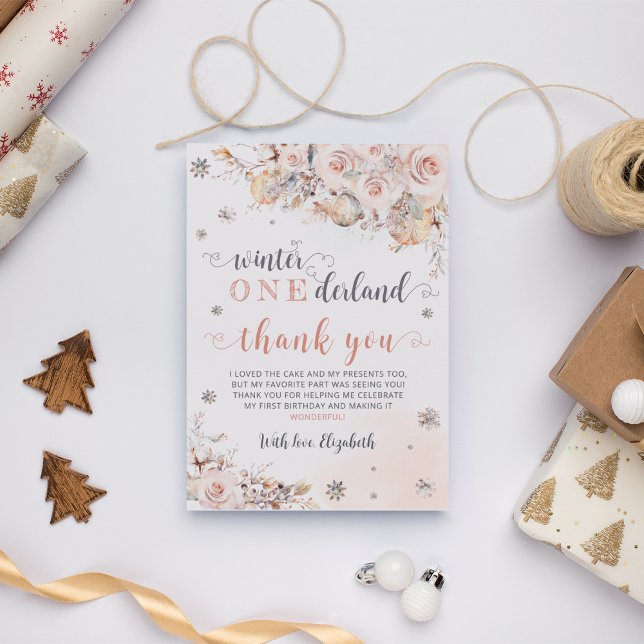 Tarjeta De Agradecimiento Invierno Oro Rosado de Oro de Onederland (Subido por el creador)