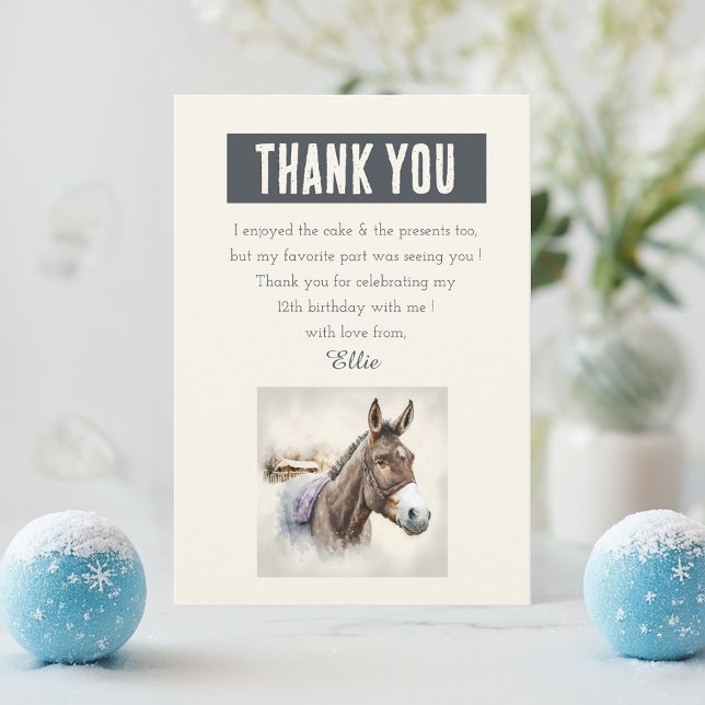 Tarjeta De Agradecimiento Invierno vibes acuarela Donkey - Cumpleaños (Subido por el creador)