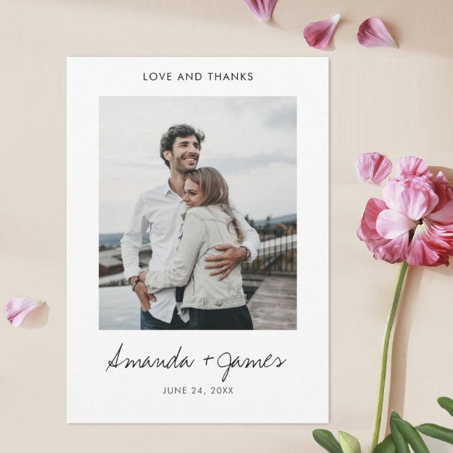 Tarjeta De Agradecimiento Invitado Boda de fotografías de escritura simple y (Subido por el creador)