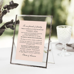 Tarjeta De Agradecimiento Invitado de boda rosa sonrosado