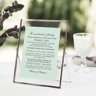 Tarjeta De Agradecimiento Invitado de Boda Verde Menta
