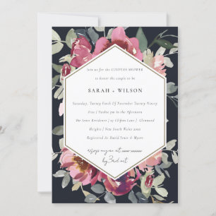 TARJETA DE AGRADECIMIENTO INVITADO DE DUCHA DE PAREJAS ROSAS BURGUNDAS DE RU